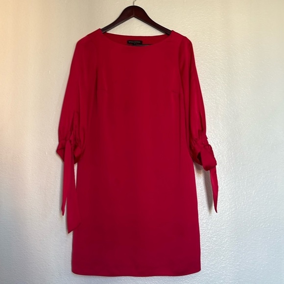 BANANA REPUBLIC  Red lined tunic-style dress with long sleeves, size 0 - Picture 1 of 8